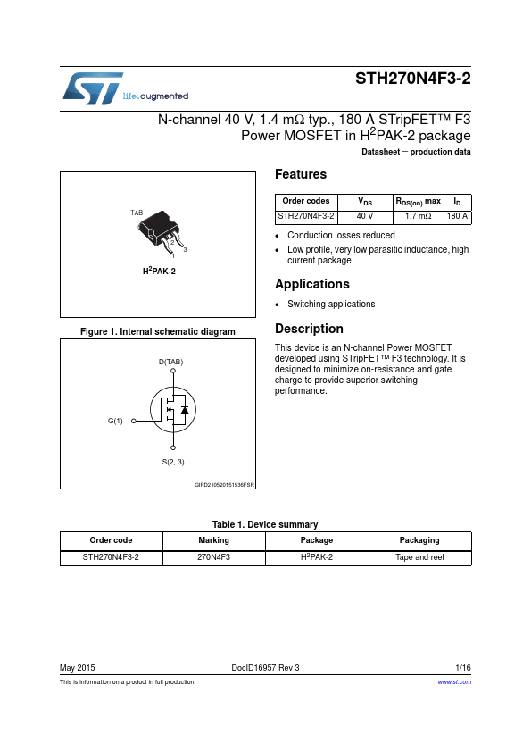 STH270N4F3-2