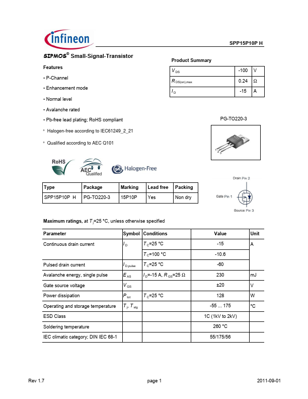 SPP15P10PH