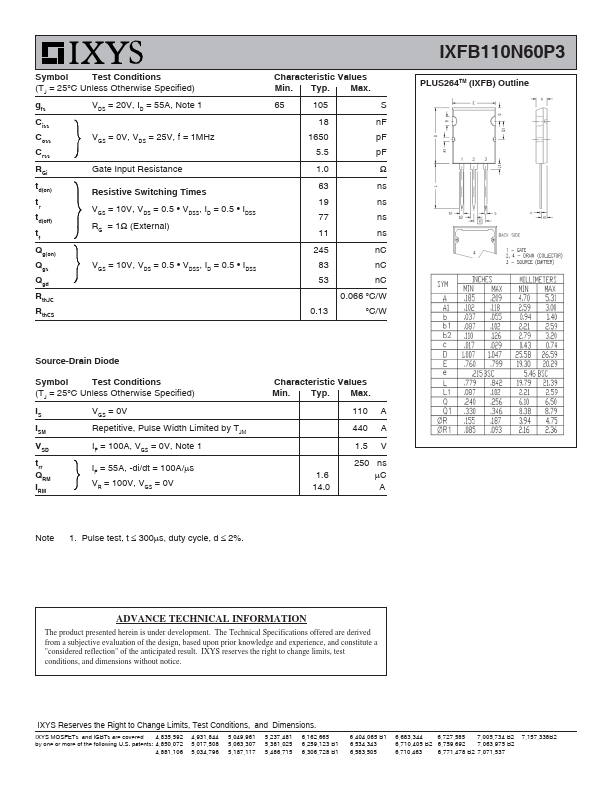 IXFB110N60P3