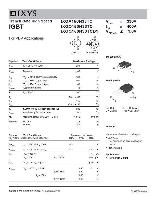 IXGQ150N33TCD1