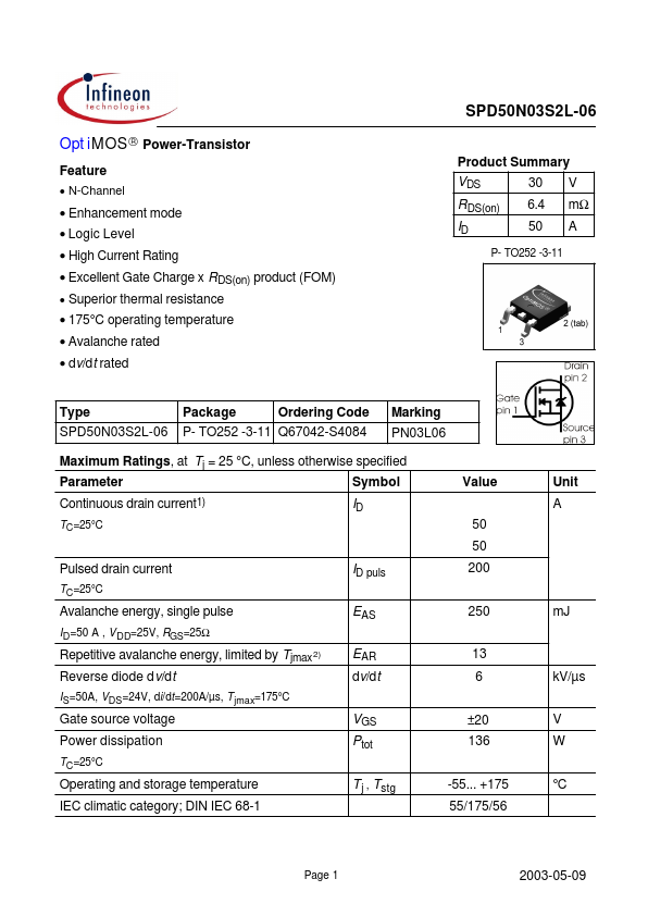 SPD50N03S2L-06