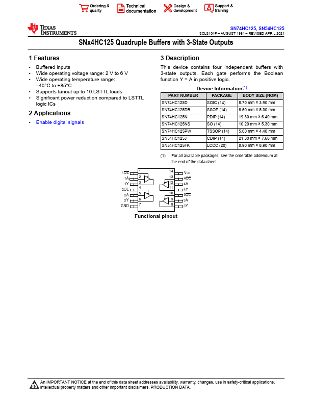 SN54HC125