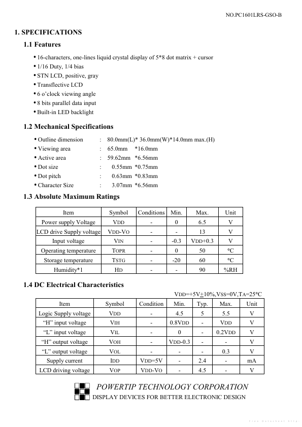 PC1601LRS-GSO-B-SO