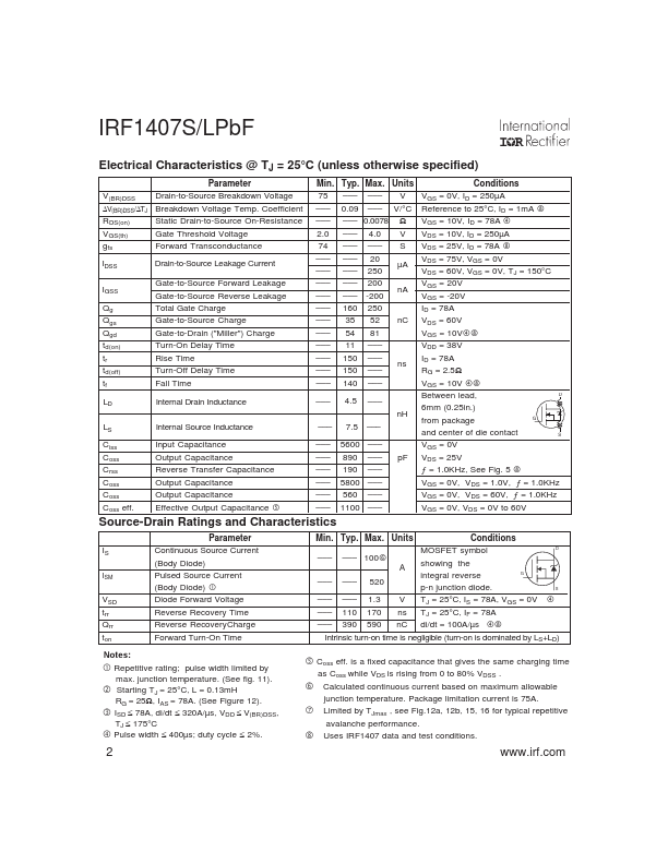 IRF1407LPbF