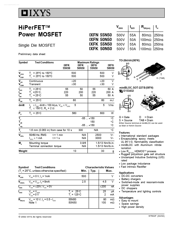 IXFK55N50