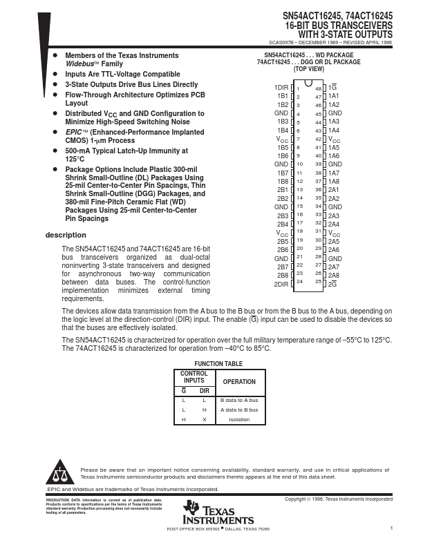 SN54ACT16245