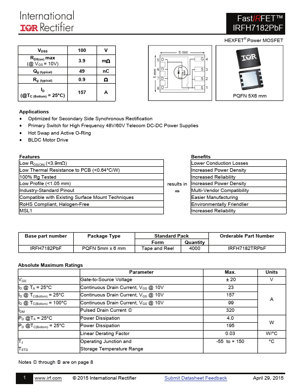 IRFH7182PBF