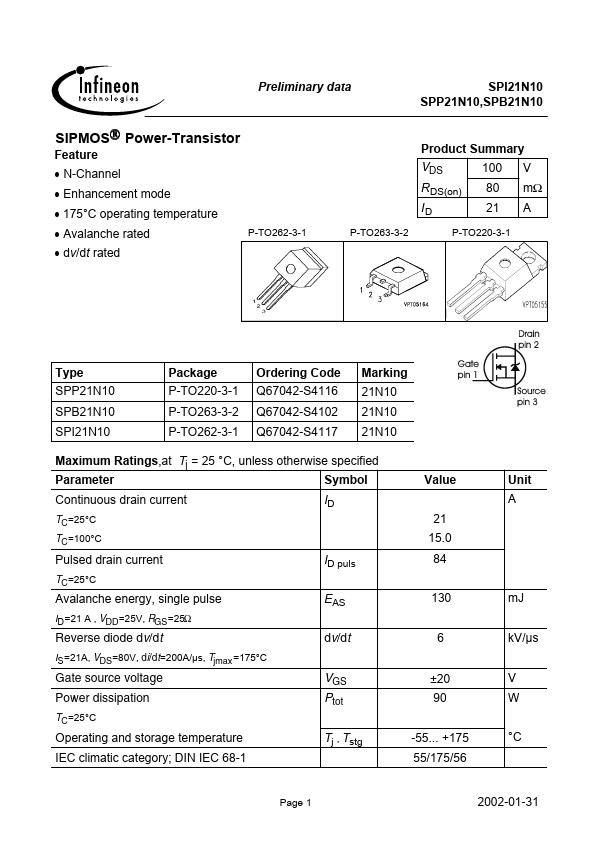 SPP21N10