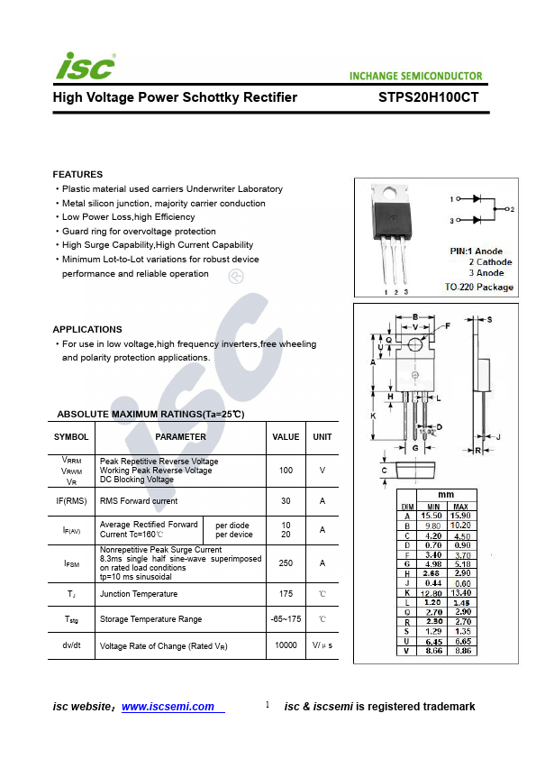 STPS20H100CT