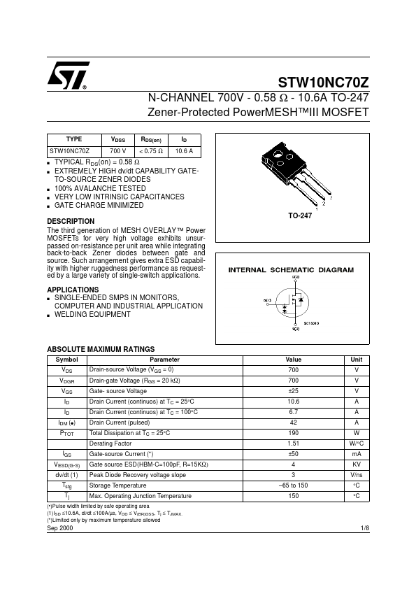 STW10NC70Z