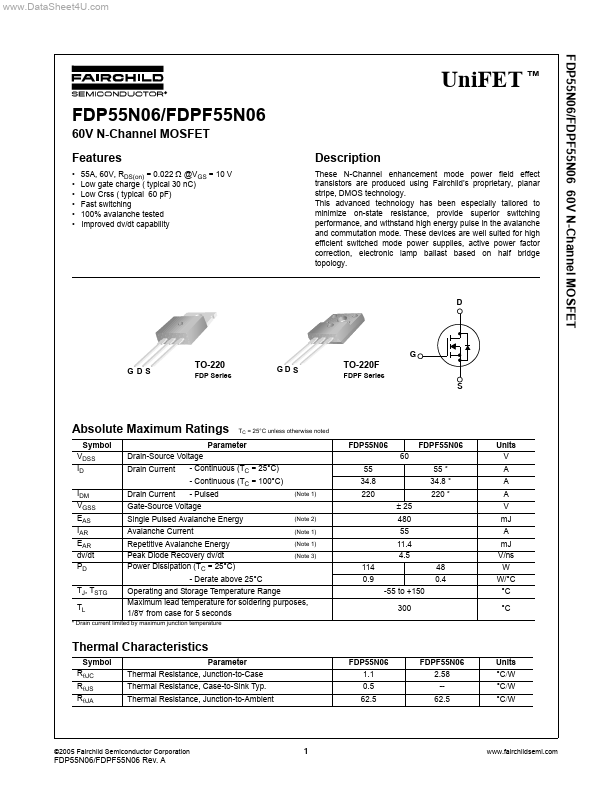 FDPF55N06