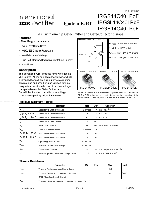 IRGB14C40LPBF