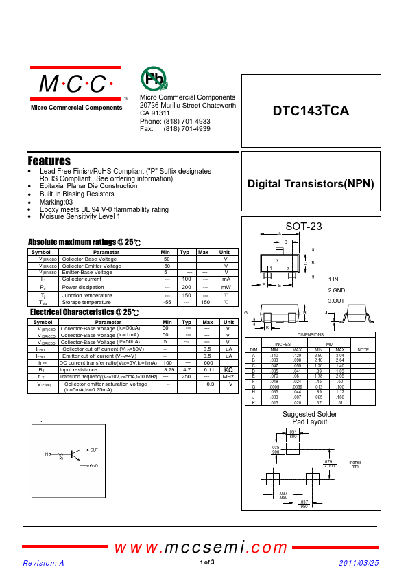 DTC143TCA