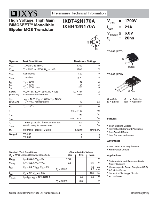 IXBT42N170A