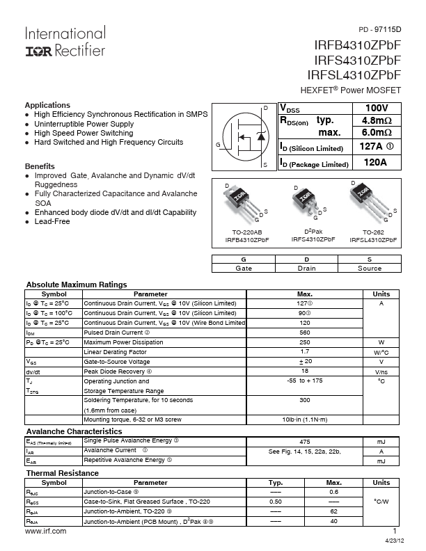 IRFB4310ZPbF