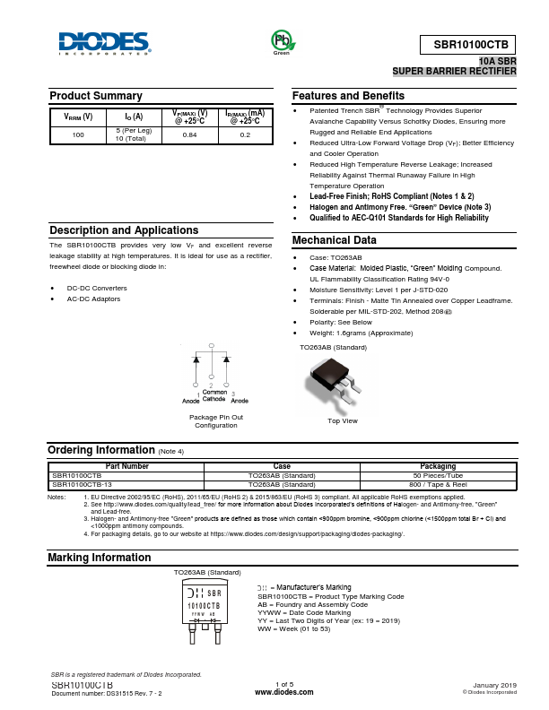 SBR10100CTB