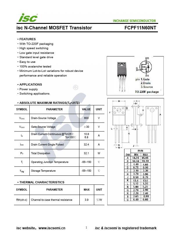 FCPF11N60NT