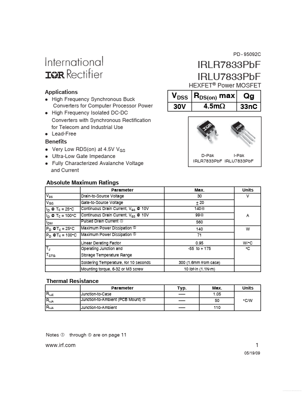 IRLU7833PBF