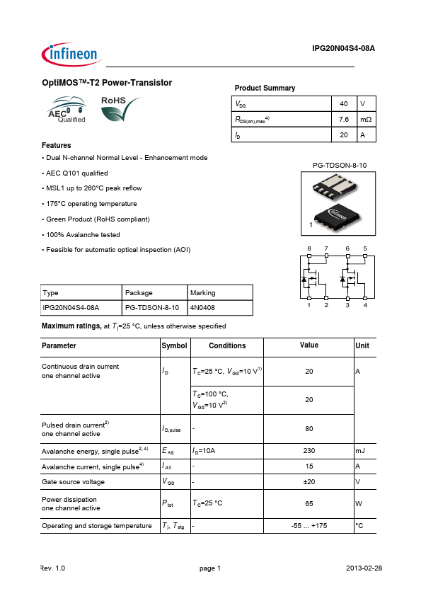 IPG20N04S4-08A