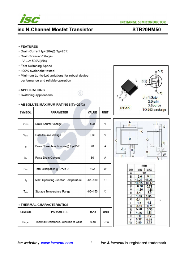 STB20NM50