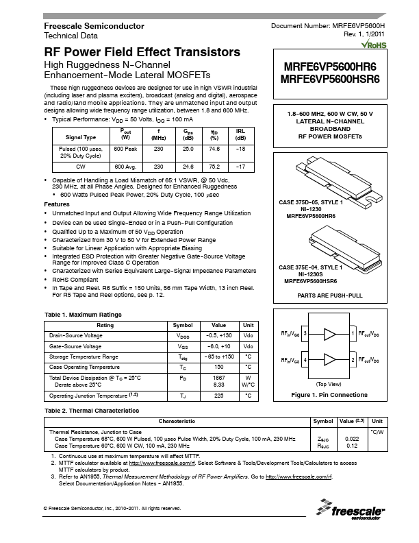 MRFE6VP5600HSR6