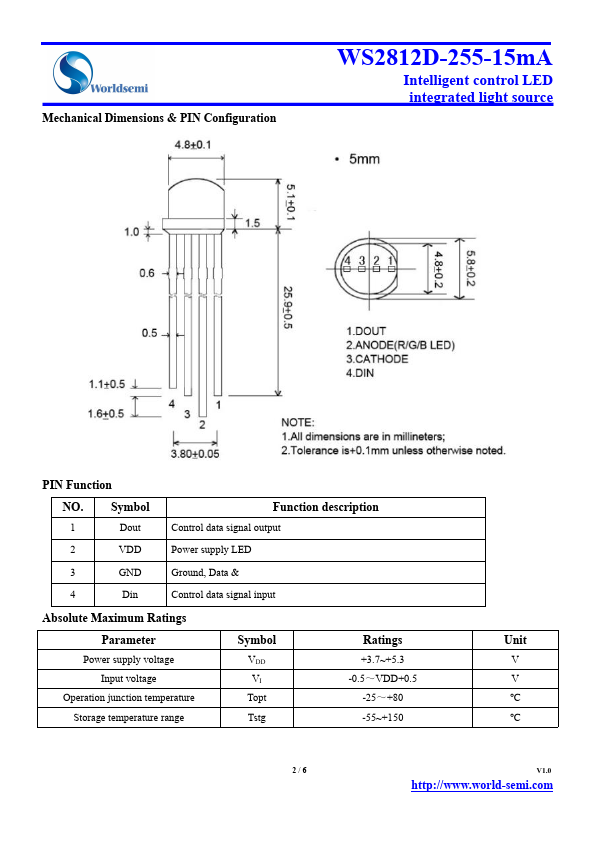 WS2812D-255-15mA