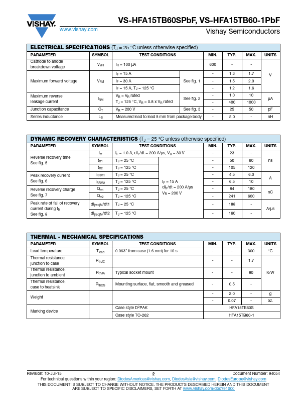 VS-HFA15TB60-1PbF