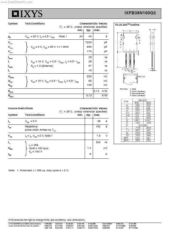 IXFB38N100Q2