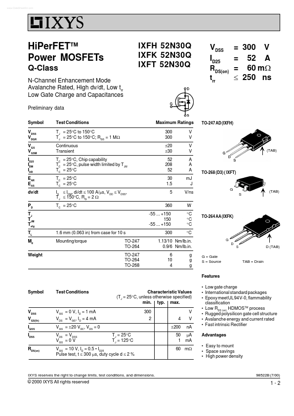 IXFK52N30Q