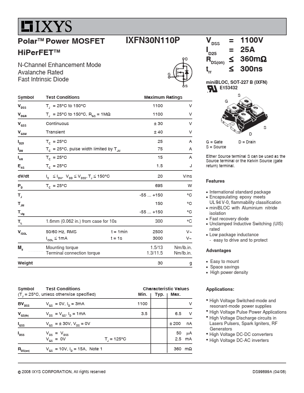 IXFN30N110P