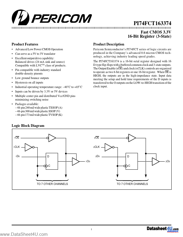 PI74FCT163374