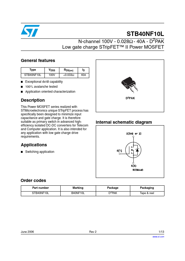 STB40NF10L