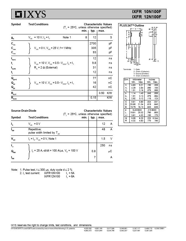 IXFR12N100F