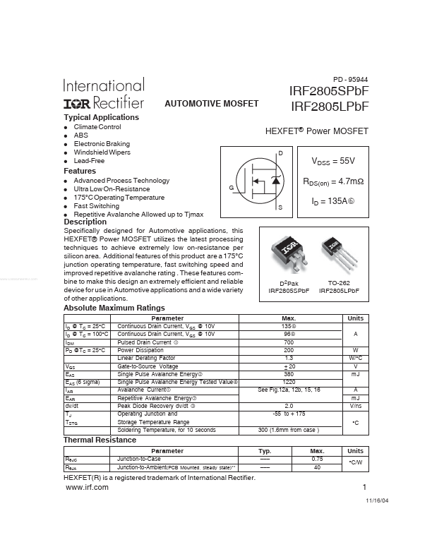 IRF2805LPbF