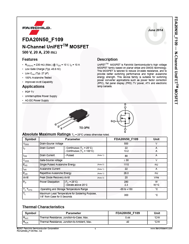 FDA20N50_F109