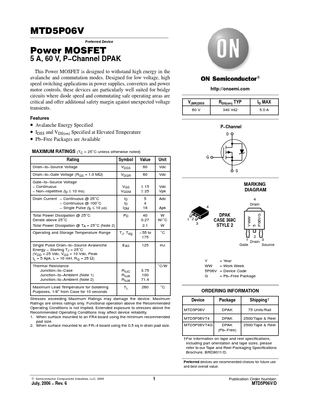 MTD5P06V