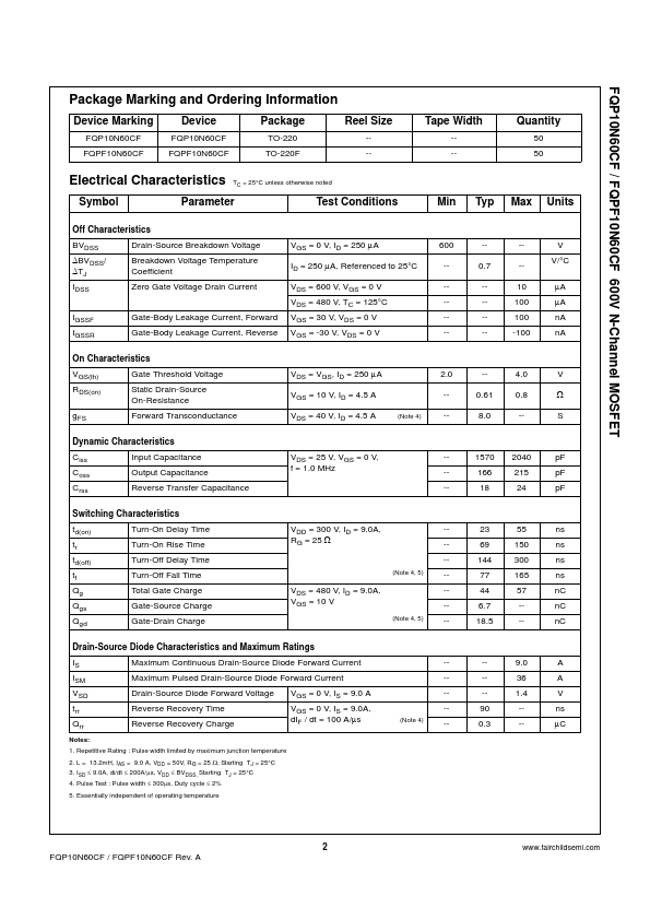 FQP10N60CF