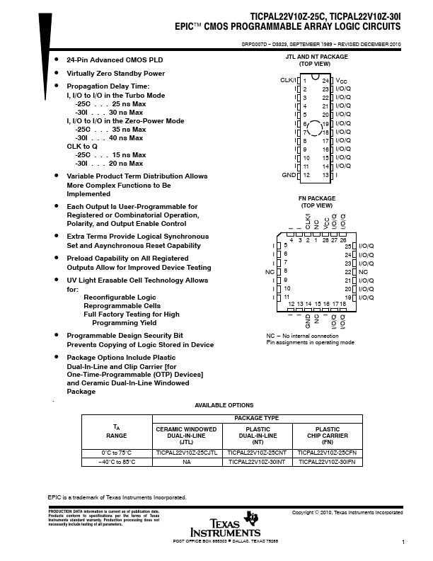 TICPAL22V10Z-25C