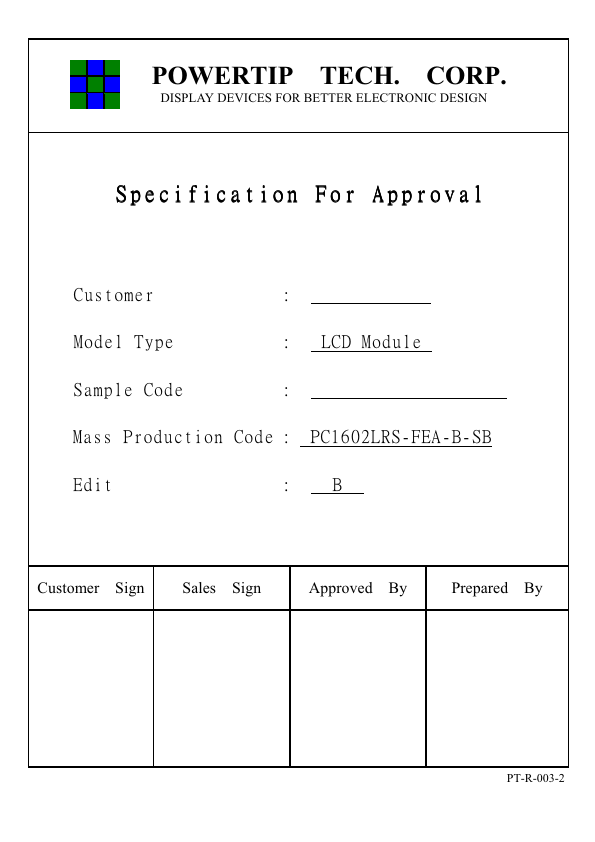 PC1602LRS-FEA-B-SB