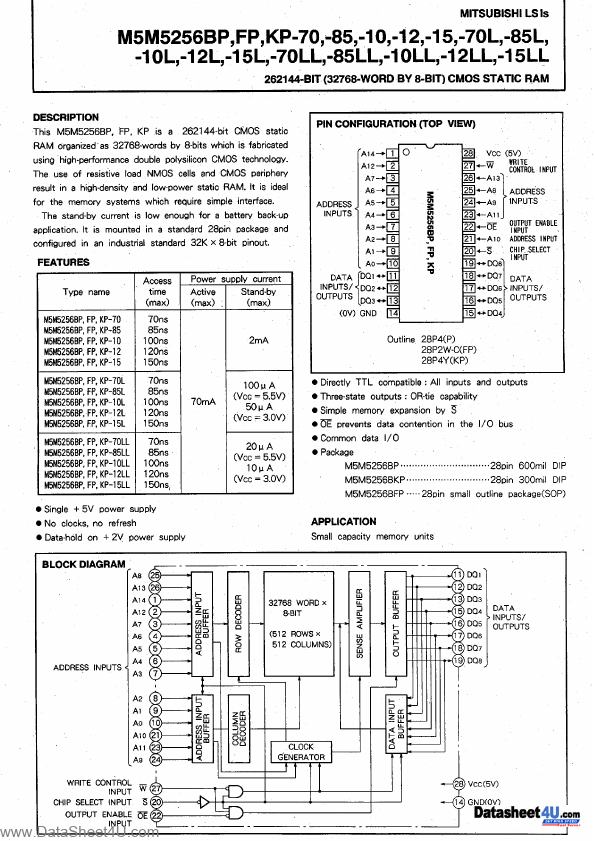 M5M5256BKP-15