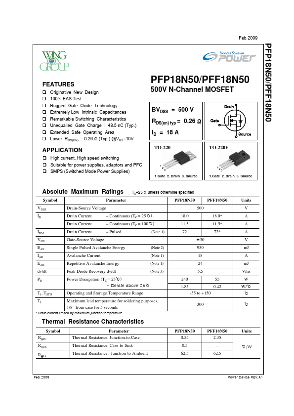 PFP18N50