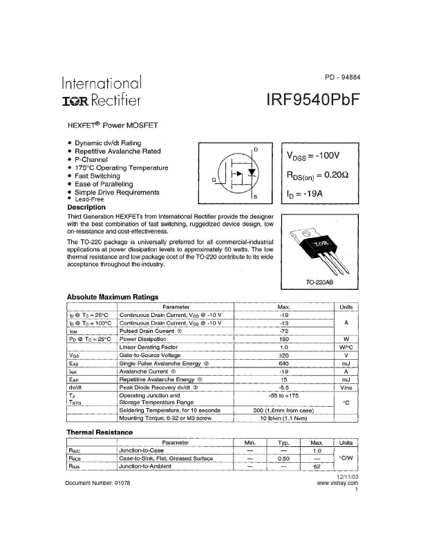 IRF9540PBF