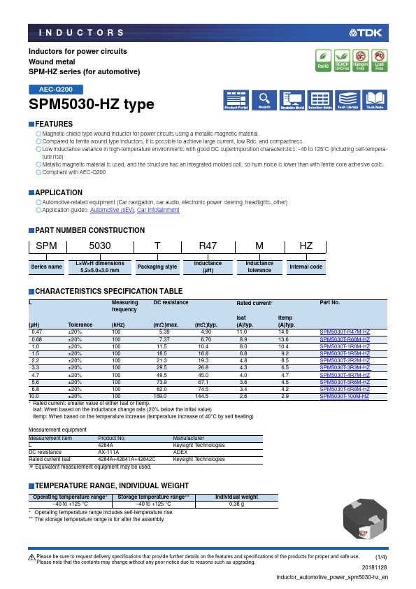 SPM5030T-1R0M-HZ