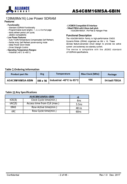 AS4C8M16MSA-6BIN