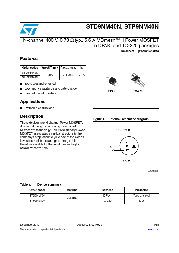 STD9NM40N