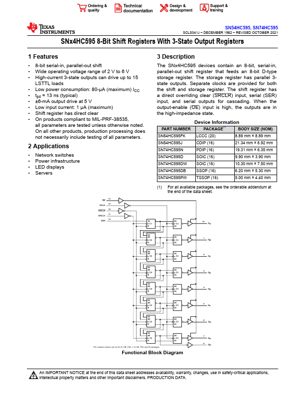 SN54HC595J