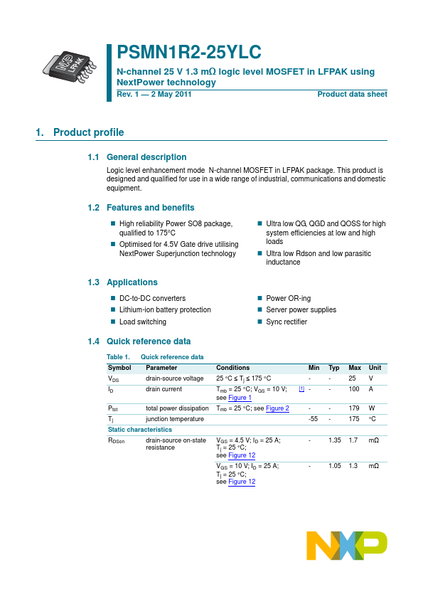 PSMN1R2-25YLC