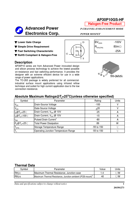 AP30P10GS-HF