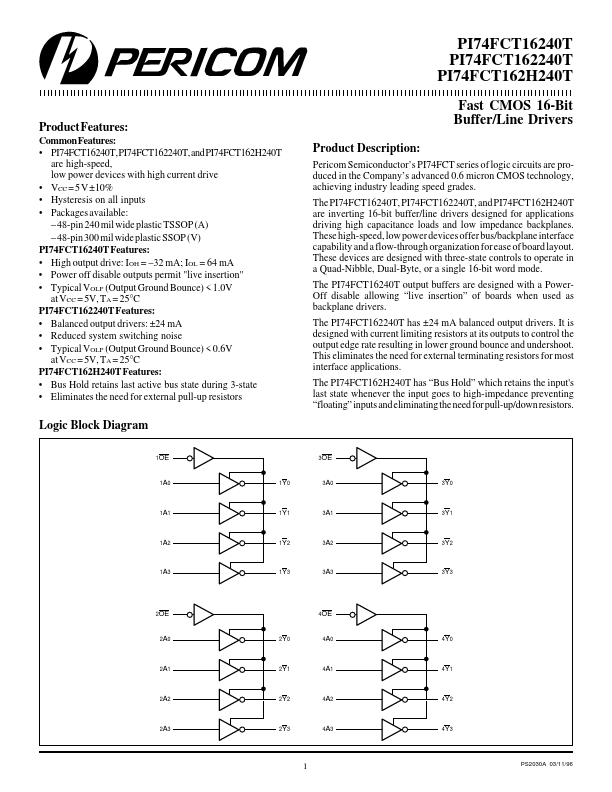 PI74FCT162H240T