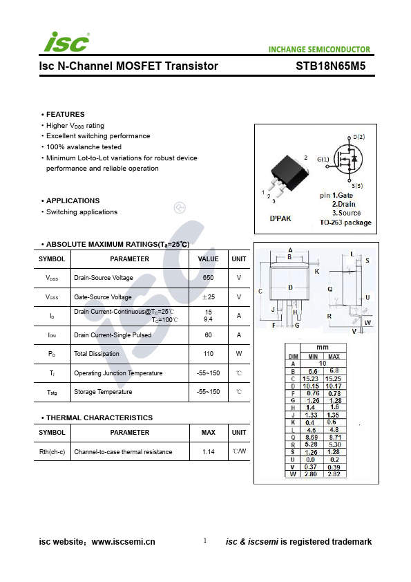 STB18N65M5